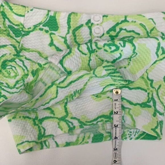 Lilly Pulitzer LIZA Heartbreaker Women Green & White Textured Floral Shorts Size - Picture 15 of 15